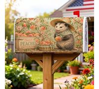 Opossum - Coperture magnetiche per cassette postali, rustiche con pesche, fiori estivi verdi per le vacanze, per decorazioni per casa e giardino, 45 x 53 cm