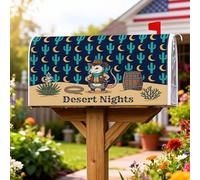 Opossum, Coperture magnetiche per cassette postali, rustiche occidentali, con cactus, luna autunnale, copertura decorativa per cassetta postale per esterni, giardino, cortile, 53 x 64 cm