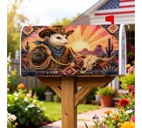 Opossum - Coperture magnetiche per cassette postali, rustiche occidentali, motivo: teschio di mucca, sole autunnale, colore arancione, decorazione per la casa e il giardino, 45,7 x 53,3 cm