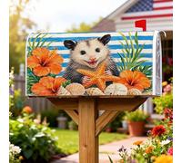 Opossum, Coperture magnetiche per cassette postali, tropicali, giocose, stelle marine, ibisco, estive, arancioni, per esterni, decorazione da giardino, 45 x 53 cm