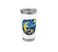 Opossum di notte stellata impressionista che dorme sulla luna crescente Bicchiere termico in acciaio inox doppia parete