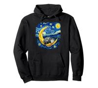 Opossum di Notte Stellata impressionista Che Dorme sulla Luna Crescente Felpa con Cappuccio