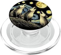 Opossum divertenti che ululano alla luna piena Starry Night Opossum PopSockets PopGrip per MagSafe