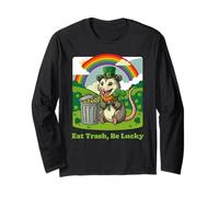 Opossum Eat Trash Be Lucky Leprechaun Hat di San Patrizio Maglia a Manica