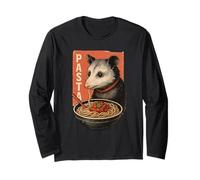 Opossum Eating Pasta Noodles Kawaii Anime Carino Retro Possum Maglia a Manica