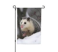 Opossum In Snow - Bandiere per esterni, 30,5 x 45,7 cm, stampa su entrambi i lati, bandiere da giardino per esterni, bandiera per vacanze con occhielli, bandiera per casa, cortile, per fattoria, prato