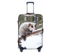 Opossum in Snow - Custodia protettiva per valigia da viaggio elegante con stampa su entrambi i lati, design elastico per una vestibilità sicura e protezione dai graffi, bianco, L