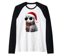 Opossum Possum Cappello di Babbo Natale Plaid Sciarpa Occhiali da Sole Sfumature Amante Maglia con Maniche Raglan