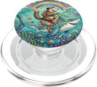 Opossum Riding Shark Rainbow Cute Ocean Animal PopSockets PopGrip per MagSafe