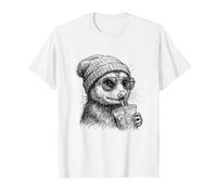 Opossum Scarabocchio Matita Disegno Beanie Iced Coffee Maglietta