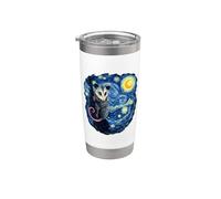 Opossum sull'albero in stile impressionista di Van Gogh Notte stellata Bicchiere termico in acciaio inox doppia parete