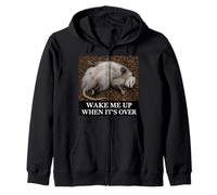 Opossum Wake Me Up When It's Over Sarcastico annoiato Slacker Felpa con Cappuccio