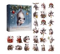 Opossums Calendari della Avvento 2025, Calendario per il conto alla rovescia di Natale di 24 giorni con ornamenti 2D Joy Opossum, set di ciondoli in acrilico per decorazioni della albero di Natale
