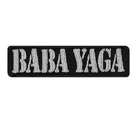 oppa ricamata da applicare con ferro o cucitura: "BABA YAGA" | Strega del bosco | Patch da annodare/stirare | Riparazione abbigliamento | Applique in tessuto | 75x20mm