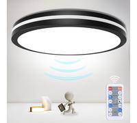 OPPEARL Plafoniera Sensore di Movimento con Telecomando, 24W 2400LM Lampada da Soffitto LED con Sensore di Movimento, IP54 Plafoniera Soffitto per Camera da Letto Soggiorno Cucina, Ø29CM