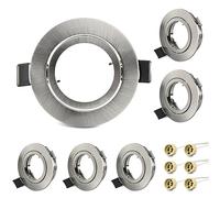 OPPER 6x Cornice faretto da incasso orientabile a 45°incl. portalampada GU10,Dimensioni Ø82×25mm Foro di montaggio Ø70mm Per LED Faretto da Soffitto GU10 / MR16 e alogene,Rotondo Nichel spazzolato