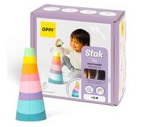 OPPI - STAK - Gioco educativo in silicone - Giocattolo impilabile - Giocattolo 1° età - A partire dai 12 mesi - Gioco di costruzione - Ideale gioco d'acqua o gioco da bagno - con libretto di