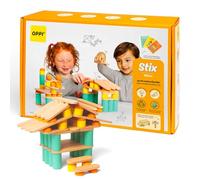 OPPI - Stix - Gioco Educativo in Legno e Silicone - con libretto di istruzioni - 108 Pezzi - 50 Carte da Scarica - 2-12 Anni