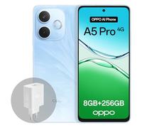 OPPO A5 Pro 4G 8GB RAM + 256GB ROM, smartphone sbloccato con IA, display da 6,67" a 90 Hz, fotocamera AF da 50 MP, batteria da 5800 mAh, IP69, Feather Blue (include caricabatterie SUPERVOOC da 45 W)