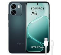 OPPO A6 4G - Smartphone sbloccato con IA, 6 GB RAM+256 GB, Batteria 6500 mAh, Ricarica Rapida 45 W, Display LCD HD+ 120 Hz, IP69, Fotocamera 50 MP AI, Dual SIM, Versione spagnola - Nero