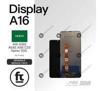 OPPO DISPLAY A16/A16s/A54s/A56/ REALME NARZO 50A/C25 ORIGINALE SERVICE NO FRAME