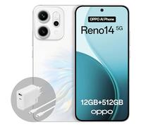 OPPO Reno14 5G 12+512GB, Smartphone Android sbloccato AI, Display 6,59" 120Hz AMOLED, Fotocamera AI 50+50MP, Batteria 6000mAh, IP69, Opal White (Include Caricatore 80W SUPERVOOC)