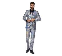 OppoSuits Abito Argento Uomo - Costume Festa di Capodanno - Argento A Scacchi Olografici - Include Giacca Blazer, Pantaloni, Cravatta
