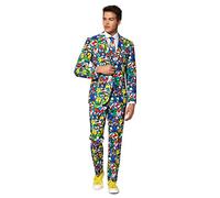 OppoSuits Costume da ballo da uomo Badaboom con giacca, pantaloni e cravatta in disegni divertenti, 48, Badaboom, 64