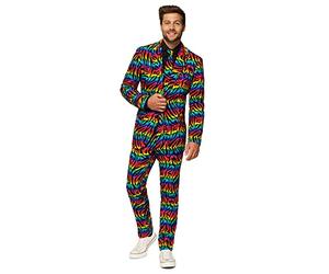 OppoSuits Crazy Prom Abiti da uomo Wild Rainbow - Viene fornito con giacca, pantaloni e cravatta in divertenti disegni, 36