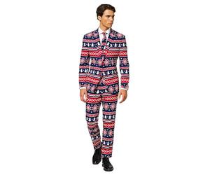 OppoSuits Fun Ugly Christmas Abits per gli uomini - Completo completo: giacca, pantaloni e cravatta, Nordic Noel, 50