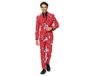 OppoSuits Fun Ugly Christmas Suits for Men - The Rudolph - Full Suit: Jacket, Pants & Tie Abito da Uomo, Christmaster, 40