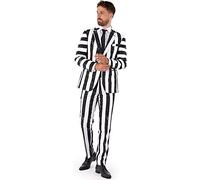OppoSuits Halloween Suit for Men in Creepy Stylish Print - Black-o Jack-o - Full Set: Includes Jacket, Pants And Tie Abito da Uomo