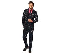 OppoSuits Prom Suits for Men - Pac-Man - Comes with Jacket, Pants And Tie in Funny Designs Abito da Uomo, Black, 40