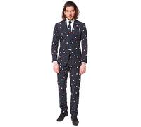 OppoSuits Prom Suits for Men - Pac-Man - Comes with Jacket, Pants And Tie in Funny Designs Abito da Uomo, Black, 40