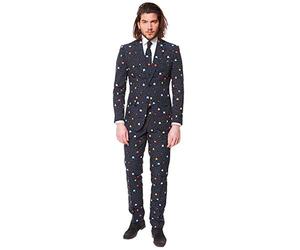 OppoSuits Prom Suits for Men - Pac-Man - Comes with Jacket, Pants And Tie in Funny Designs Abito da Uomo, Black, 102