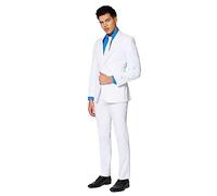 OppoSuits Solid Color Party Suits for Men - White Knight - Full Suit: Includes Pants, Jacket And Tie Completo Uomo, Cavaliere Bianco, 56