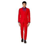 OppoSuits Tinta Unita Per Feste Da Uomo - Red Devil - Completo Completo: Include Pantaloni, Giacca E Cravatta Completo da uomo Uomo