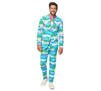OppoSuits Tinta Unita Per Feste Da Uomo - Red Devil - Completo Completo: Include Pantaloni, Giacca E Cravatta Completo da uomo Uomo