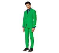 OppoSuits Tinta Unita Prom Bachelor Party Abiti da Uomo - Completo Completo: Include Giacca, Pantaloni e Cravatta, Evergreen, 56
