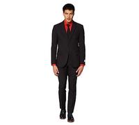 OppoSuits Uomo Solid Color Party Suits for Men - Black Knight - Full Suit: Includes Pants, Jacket And Tie Abito da Uomo, Black, 46