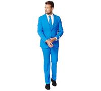 OppoSuits Uomo Solid Color Party Suits for Men - Blue Steel - Full Suit: Includes Pants, Jacket And Tie Abito da Uomo, Blue, 42
