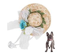 OPPWONG Cappello per Cani, Mini Cappello di Paglia Divertente Cappello Sombrero Messicano Decorazioni per Feste Cappello Ad per Cani Cappello per Gatti Cappello per Animali (Fiori
