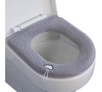 OPPWONG Coprisedile WC Morbido e Caldo, Cuscino Addensato per WC Rotondo e a Forma di U, Rivestimento in Poliestere Resistente e Lavabile con Comoda Cinghia, Ideale per il Bagno di Casa (grigio