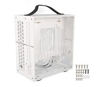 OPPWONG Custodia per PC Mini ITX Custodia per Computer in Acrilico Trasparente con Fattore di Forma Ridotto 360 Design Aperto con Flusso D'aria Cavo con Maniglia per GPU FLEX PSU (WHITE)