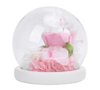 OPPWONG Fiore Globo di Vetro Luce Squisiti Fiori Multifunzionali Cupola Lampada a LED Globo di Vetro Lampada da Scrivania con Rose Artigianali per la Decorazione Domestica (Tipo 1)