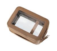 OPPWONG Piccola Borsa per il Trucco, Borsa Toeletta per Imbarcazioni di Grande capacità di Grande capacità con Maniglia per il Campeggio Trasparente di Viaggio per Viaggi, Cura della Pelle, (Caffè)