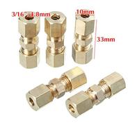 OPPWONG Raccordi del Tubo di Compressione in Ottone, Raccordi per Tubi Tubo di Compressione in Ottone a per i del in 1.3x0.39in 5pcs 3/16in per Auto, Camion, ATV (Caffè)