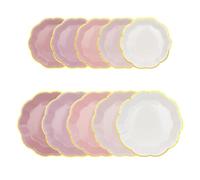 OPPWONG Set di Piatti di Carta Monouso per Matrimoni e Compleanni, 50 Pezzi | Piatti da dessert in oro rosa, rivestimento antiolio, tovaglioli inclusi per tea party, da 8 a 12 ospiti