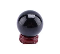 OPPWONG Sfera di, Ferita di Divinazione Cristallina di Guarigione Figurina Figurina Sfera Nera Ossidiana Sfera con Supporto in Legno Feng Shui Chakra Aura per Decorazioni da Scrivania