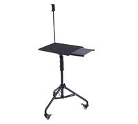 OPPWONG Supporto Treppiede per Laptop, Altezza Regolabile 71-130 Cm Vassoio Inclinabile a 180° Vassoio per Mouse Rimovibile Supporto per Telefono a Collo di Cigno a 360° Ruote